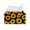 Black Sunflower Pattern Print Leather Tissue Box Cover
