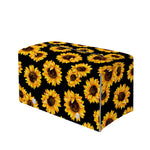 Black Sunflower Pattern Print Leather Tissue Box Cover