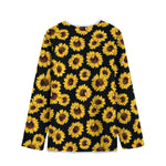 Black Sunflower Pattern Print Long Sleeve Short Coat