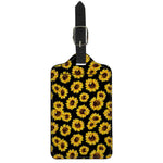 Black Sunflower Pattern Print Luggage Tag