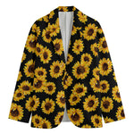 Black Sunflower Pattern Print Men's Blazer