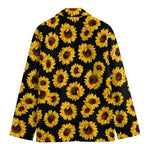Black Sunflower Pattern Print Men's Blazer