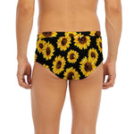 Black Sunflower Pattern Print Men's Briefs