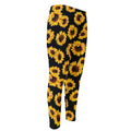 Black Sunflower Pattern Print Men's Compression Pants