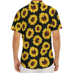 Black Sunflower Pattern Print Men's Deep V-Neck Shirt
