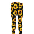 Black Sunflower Pattern Print Men's Leggings