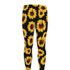 Black Sunflower Pattern Print Men's leggings