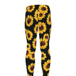 Black Sunflower Pattern Print Men's leggings