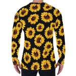 Black Sunflower Pattern Print Men's Long Sleeve T-Shirt