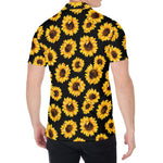 Black Sunflower Pattern Print Men's Shirt