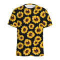 Black Sunflower Pattern Print Men's Athletic T-Shirt