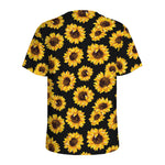 Black Sunflower Pattern Print Men's Sports T-Shirt