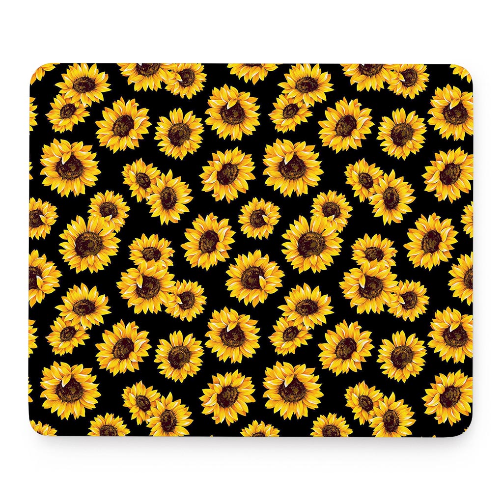 Black Sunflower Pattern Print Mouse Pad