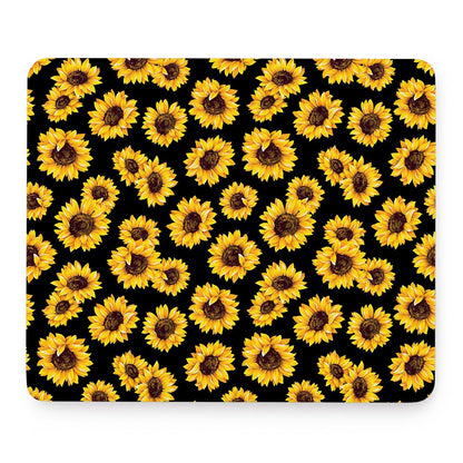 Black Sunflower Pattern Print Mouse Pad
