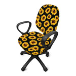 Black Sunflower Pattern Print Office Chair Cover