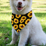 Black Sunflower Pattern Print Over The Collar Dog Bandana