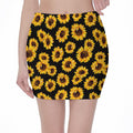 Black Sunflower Pattern Print Pencil Mini Skirt