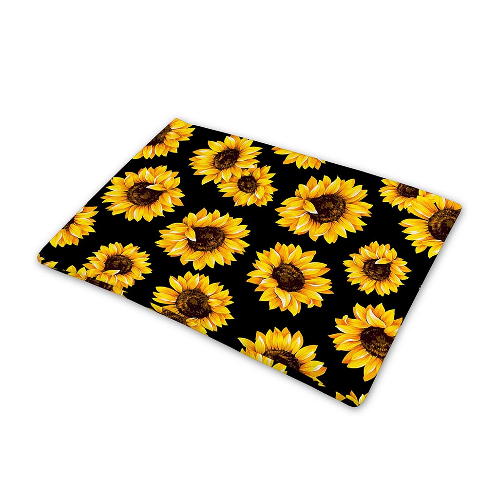 Black Sunflower Pattern Print Pet Cooling Mat Cover