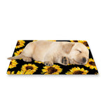 Black Sunflower Pattern Print Pet Cooling Mat Cover
