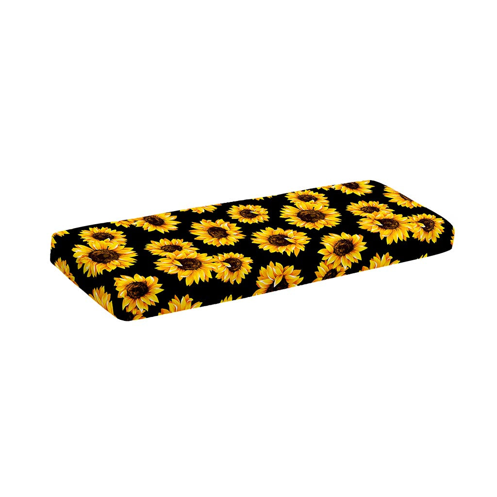 Black Sunflower Pattern Print Piano Keyboard Cover