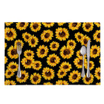 Black Sunflower Pattern Print Placemat
