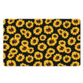 Black Sunflower Pattern Print Polyester Doormat