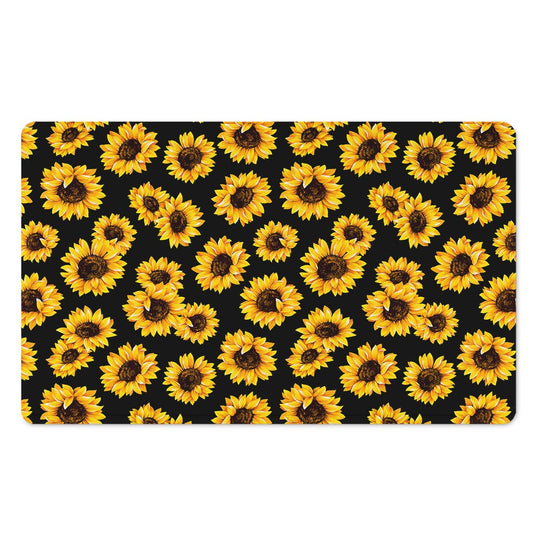 Black Sunflower Pattern Print Polyester Doormat