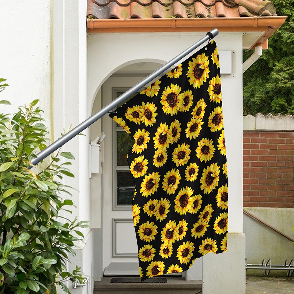 Black Sunflower Pattern Print Polyester Flag