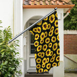 Black Sunflower Pattern Print Polyester Flag