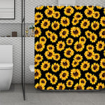 Black Sunflower Pattern Print Polyester Shower Curtain