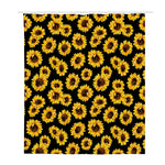 Black Sunflower Pattern Print Polyester Shower Curtain