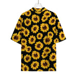 Black Sunflower Pattern Print Rayon Hawaiian Shirt