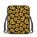 Black Sunflower Pattern Print Rectangular Crossbody Bag