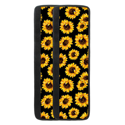 Black Sunflower Pattern Print Refrigerator Handle Covers