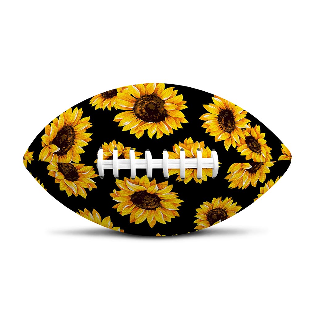 Black Sunflower Pattern Print Rugby Ball