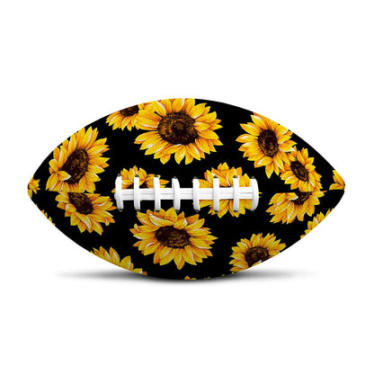Black Sunflower Pattern Print Rugby Ball