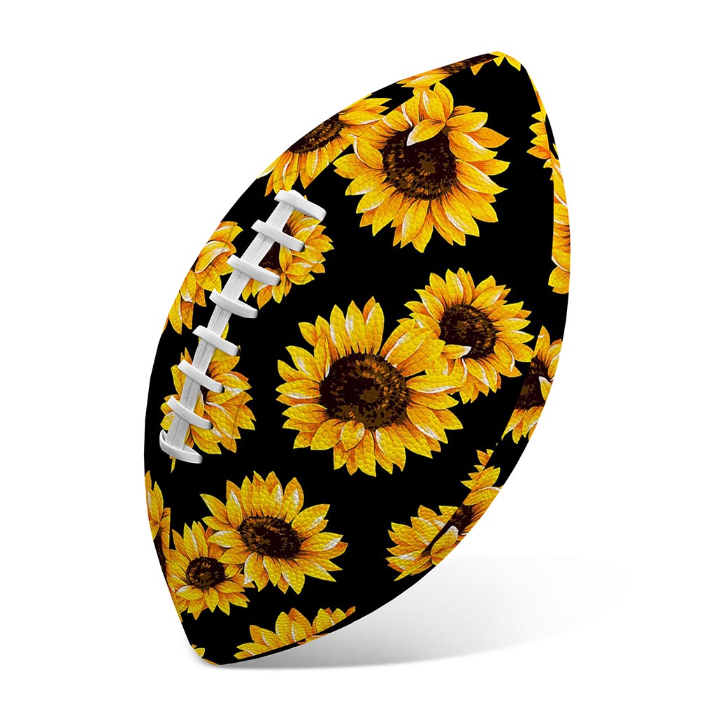Black Sunflower Pattern Print Rugby Ball
