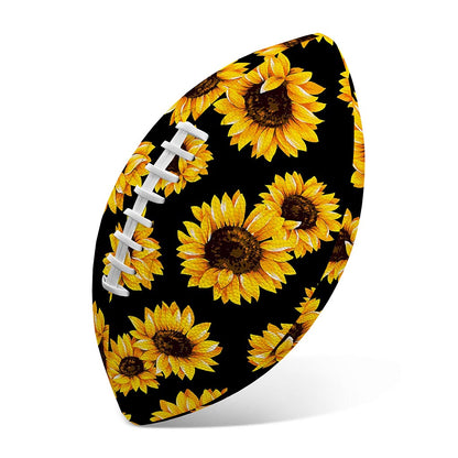 Black Sunflower Pattern Print Rugby Ball