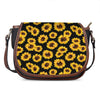 Black Sunflower Pattern Print Saddle Bag
