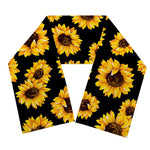 Black Sunflower Pattern Print Scarf