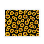 Black Sunflower Pattern Print Sherpa Blanket