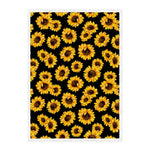 Black Sunflower Pattern Print Sherpa Blanket
