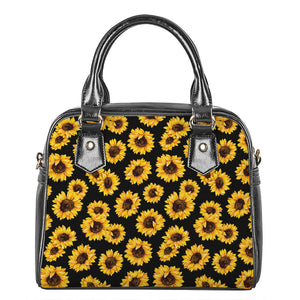 Black Sunflower Pattern Print Shoulder Handbag