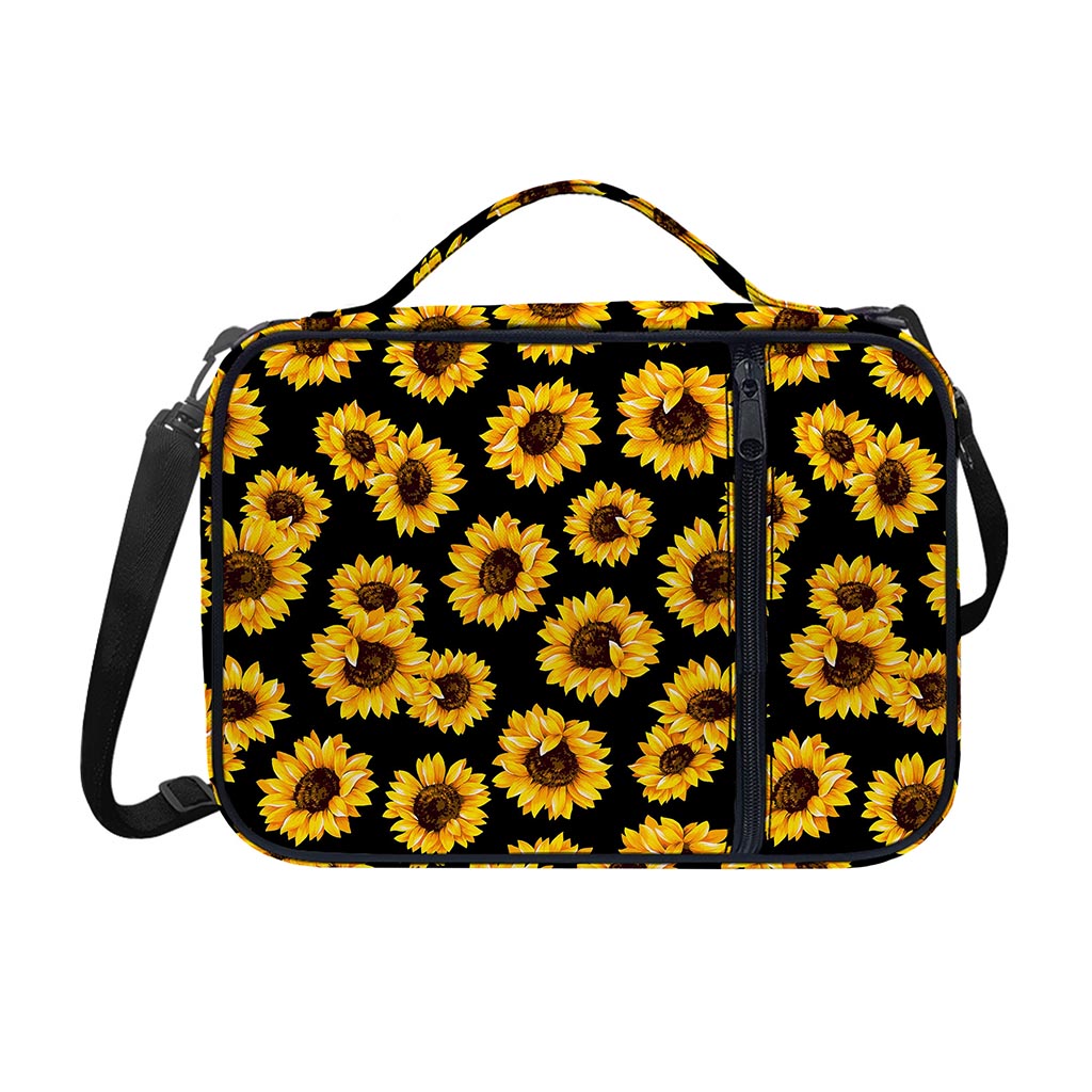 Black Sunflower Pattern Print Shoulder Strap Bible Bag