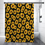 Black Sunflower Pattern Print Shower Curtain