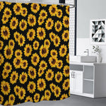 Black Sunflower Pattern Print Shower Curtain