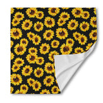 Black Sunflower Pattern Print Silk Bandana