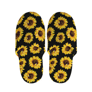 Black Sunflower Pattern Print Slippers