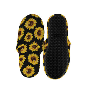 Black Sunflower Pattern Print Slippers