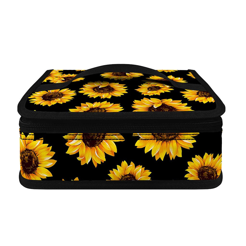 Black Sunflower Pattern Print Small Lunch Bag